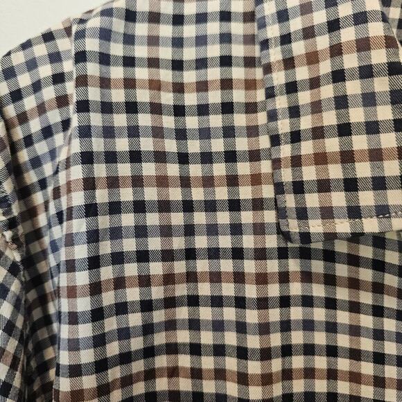 Porter + Ash Men's Gingham Brown Gray Cream Button-down Dress Shirt Size XXL - Picture 4 of 11